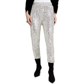 BB Dakota by Steve Madden Women's Glitter END Jogger Pant, Black, XS