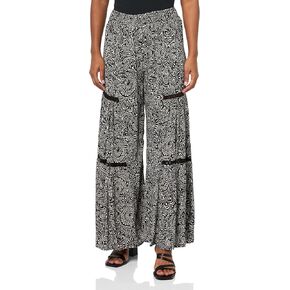Angie Women's Wide Leg Pants with Lace Inserts