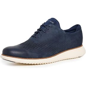 Cole Haan Men's 2.Zerogrand Laser Wingtip Oxford Lined, Marine Blue Nubuck/Optic White, 8.5 Wide