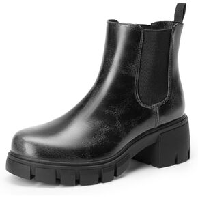 DREAM PAIRS Women's Elastic Chelsea Ankle Boots Platform Low Chunky Block Heel Lug Sole Slip on Fall Heeled Booties Shoes