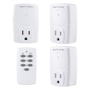 BN-LINK Mini Wireless Remote Control Outlet Switch Power Plug in for Household Appliances, Wireless Remote Light Switch, LED Light Bulbs, White (2 Remotes + 5 Outlets) 1250W/10A