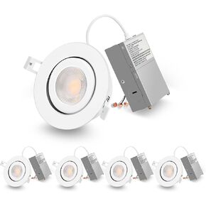 LPSAFP Adjustable 4 Inch Gimbal LED Recessed Light Kit with Junction Box - 4 Pack, 9W CRI90+ 850LM, Airtight and Dimmable, Perfect for Recessed Lighting - 5 Color Options Included，ETL Listed