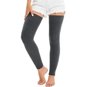 Women's Cable Knitted Thigh high Leg Warmers Extra Long Stirrup Over Knee High Warm Footless Socks Stockings