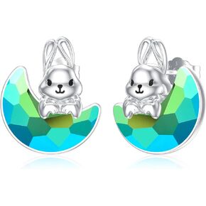 PELOVNY Highland Cow Earrings S925 Sterling Silver Moonstone Cow Stud Earrings Cow Jewelry Gift for Women