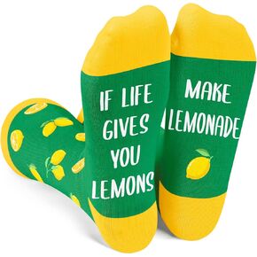 Zmart Funny Gifts Novelty Women Men Lemen Socks Lemen Gifts For Lemen Lovers Lemon Theme Gifts Dark Green*