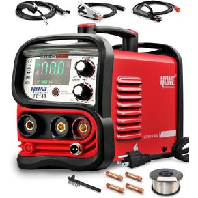HONE MIG Welder 110V, Actual 140Amp Flux Core Welder/Stick Welder/Lift TIG 3 in 1 Synergic Welding Machine, Smart IGBT Inverter Large LED Display Gasless Wire Welder with Welding Gun