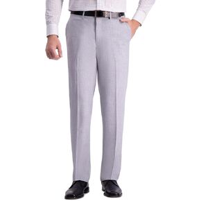 J.M. Haggar Men's 4-Way Stretch Straight Fit Flat Front Dress Pant, Black Onyx, 42x30