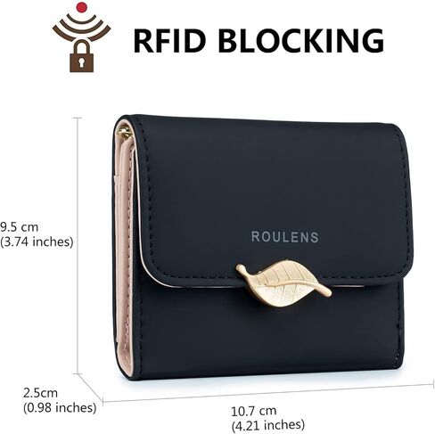 Roulens Wallet للنساء Roulens Wallet حجب بو الجلود ورقة قلادة حامل بطاقة الهاتف دفتر الشيكات المنظم سستة محفظة نقود, A/Grey-S, Small in Kuwait