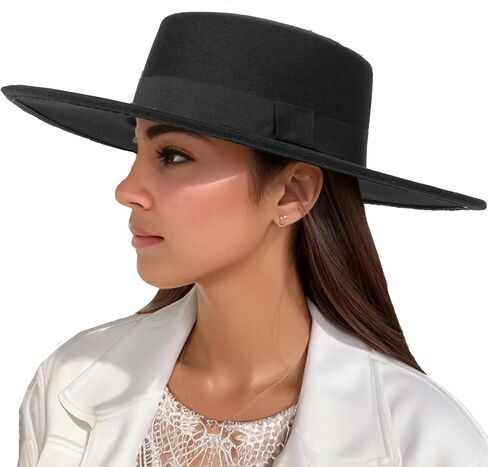 Women Fashion Felt Church Hats Classic British Style 9.5CM Wide Brim Top Fedora Hat Wedding Dress Up Jazz Cap in Kuwait