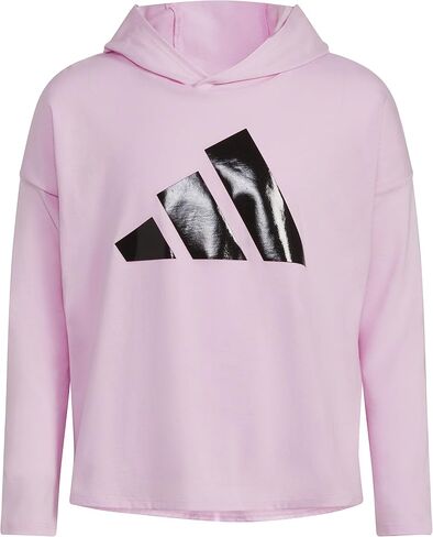 adidas Girl's Long Sleeve Heather Hood Curve Hem Tee (Big Kids) Charcoal Grey LG (14-16 Big Kids) in Kuwait