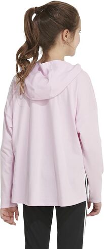 adidas Girl's Long Sleeve Heather Hood Curve Hem Tee (Big Kids) Charcoal Grey LG (14-16 Big Kids) in Kuwait