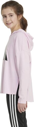 adidas Girl's Long Sleeve Heather Hood Curve Hem Tee (Big Kids) Charcoal Grey LG (14-16 Big Kids) in Kuwait