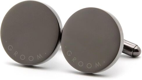 MUUJEE Father Of The Groom Cufflinks with Engraved Wood Gift Box - Gun Metal Cufflinks for Men Wedding Cuff Links Father of the Groom Gift in Saudi Arabia