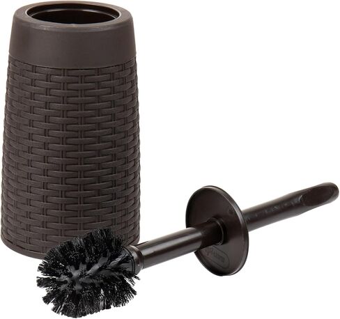 Mind Reader Basket Collection, Round Wastepaper Basket and Toilet Brush Set, Premium Wicker Design, 2 Piece Set, Swivel Lid Bin is 8.75"W x 11.25"H, Brush is 15.25"H, 8.75"L x 8.75"W x 11.25"H, Brown in Saudi Arabia