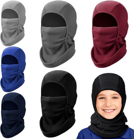 6 Pcs Kids Balaclava Windproof Ski Mask Winter Hats for Kids Thermal Nylon Face Warmer for Cold Weather Boys and Girls in Kuwait