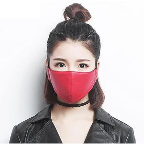 TingTingo PU Leather Face Mask PUNK Mouth Half Mask for Adult-Washable Breathable Adjustable Motorcycle Costume Mask for Men Women Black