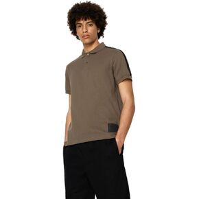 A|X Armani Exchange Men's Regular Fit Cotton Piquet Shoulder Stripe Polo, Black, L