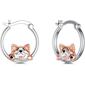 PELOVNY French Bulldog Earrings 925 Sterling Silver Hypoallergenic Bulldog Hoop Earrings Jewelry Graduation Birthday Bulldog Gifts for Women Girls