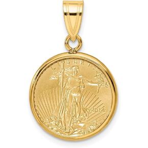 Diamond2Deal Wideband Distinguished Coin Jewelry 14k White Gold Polished Prong Mounted American Eagle Coin Bezel Pendant Fine Jewelry Gift for Women