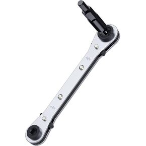 HVAC Service Wrench, Refrigeration Ratcheting Wrench 3/8" 1/4" 5/16'' 3/16'' AC Wratchet Tool with Hex Bit Adapter UIInosoo for Air Conditioning, Refrigeration Equipment, Gas Furnace