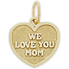 Charm America - Gold Mom Inside Heart Charm - Mother's Day Gift, Gift For Mom/Grandma, Best Mom Gift, Dangle Charm - 10 Karat Solid Gold