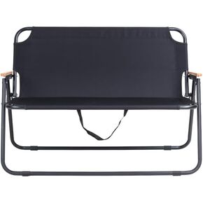 Portable Two Person Beach, Camping, and Patio Chairs - Ergonomic Adult Beach Chairs, Sturdy Loveseat Camping Chairs with armrests, Foldable Beach Picnic Chairs, Easy to fold (Black)