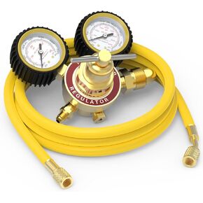 YESWELDER Nitrogen Regulator with Hose,0-600 PSI and 0-4000PSI Output Pressure,CGA580 Inlet Connection and 1/4" male flare fitting
