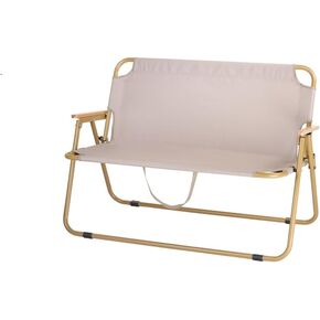 Portable Two Person Beach, Camping, and Patio Chairs - Ergonomic Adult Beach Chairs, Sturdy Loveseat Camping Chairs with armrests, Foldable Beach Picnic Chairs, Easy to fold (Black)