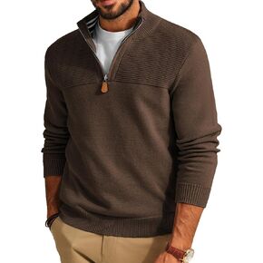 PJ PAUL JONES Men's Quarter Zip Sweater Slim Fit Casual Pullover Sweater Mock Neck Polo Sweaters