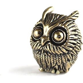 Retro Brass small owl edc beads keychain DIY accessories paracord beads