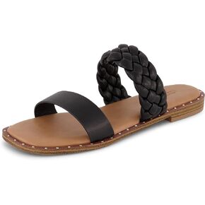 CUSHIONAIRE Women's Varro braided slide sandal +Memory Foam, Wide Widths Available, Cream 9 W