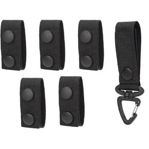 5pcs Belt Keepers for Duty Belt & 1pcs Key Clip, Nylon Duty Belt Accessories with Double Snaps Duty Belt Clip Law Enforcement Accessories Fit for 2-2.5in W Belt Loop Keeper