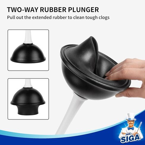MR.SIGA Toilet Plunger and Bowl Brush Combo for Bathroom Cleaning, Gray, 1 Set in Kuwait