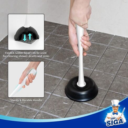 MR.SIGA Toilet Plunger and Bowl Brush Combo for Bathroom Cleaning, Gray, 1 Set in Kuwait