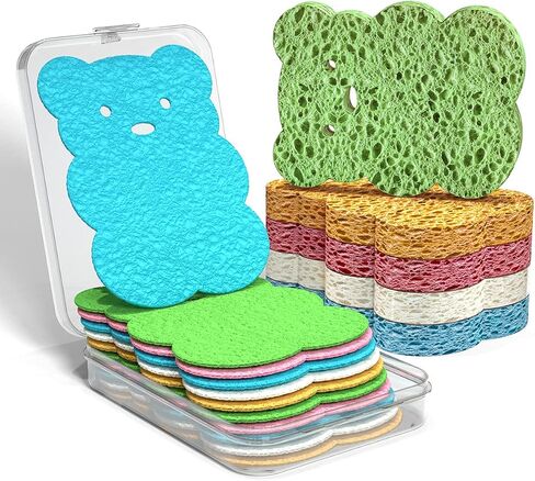 SmilePowo 12 Pack Frog Dual-Sided Multi-Functional Premium Cleaning Sponges,Scrub Sponges,Dishwashing Sponge for Heavy Duty Scouring Pads,Kitchen,Furniture,Dish,Bathroom,Bulk Sponges in Kuwait