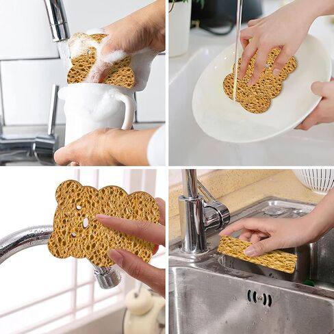 SmilePowo 12 Pack Frog Dual-Sided Multi-Functional Premium Cleaning Sponges,Scrub Sponges,Dishwashing Sponge for Heavy Duty Scouring Pads,Kitchen,Furniture,Dish,Bathroom,Bulk Sponges in Kuwait