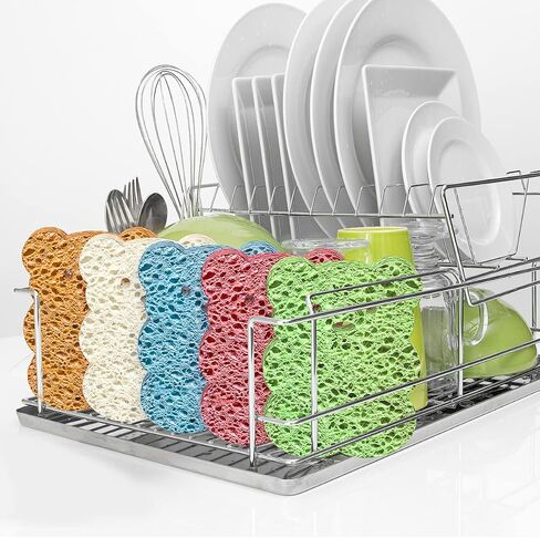 SmilePowo 12 Pack Frog Dual-Sided Multi-Functional Premium Cleaning Sponges,Scrub Sponges,Dishwashing Sponge for Heavy Duty Scouring Pads,Kitchen,Furniture,Dish,Bathroom,Bulk Sponges in Kuwait