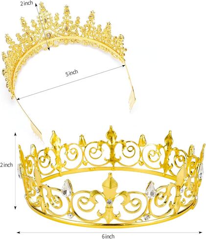 VELSCRUN 2 Pcs Black Crown for Men Women, Crowns for Men Metal, King Queen Crown Tiaras for Women, Prince Crown Princess Tiaras for Girls, Birthday Prom Wedding Halloween Party Hair Accessories in Kuwait