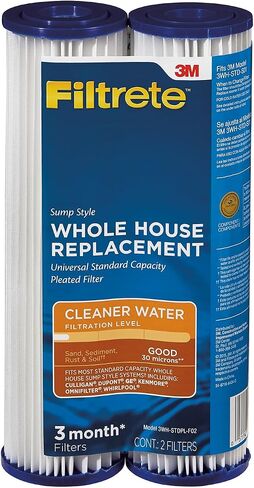 فلتر مياه بديل مطوي ذو سعة قياسية من Filtrete 3WH-STDPL-F02، عبوتان، للاستخدام مع نظام 3WH-STD-S01 in Saudi Arabia