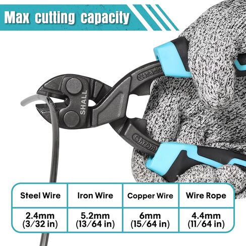 قاطعة مسامير صغيرة مقاس 8 بوصة، قاطعة أسلاك صغيرة شديدة التحمل، مقبض مريح بلونين، منطقة قبضة لسحب المسامير وإمساك الأسلاك، رافعة أكثر كفاءة، تتضمن حقيبة حزام in Kuwait