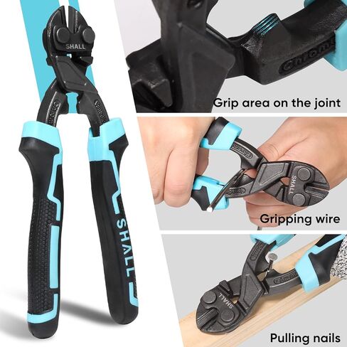 قاطعة مسامير صغيرة مقاس 8 بوصة، قاطعة أسلاك صغيرة شديدة التحمل، مقبض مريح بلونين، منطقة قبضة لسحب المسامير وإمساك الأسلاك، رافعة أكثر كفاءة، تتضمن حقيبة حزام in Kuwait