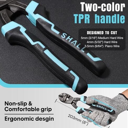 قاطعة مسامير صغيرة مقاس 8 بوصة، قاطعة أسلاك صغيرة شديدة التحمل، مقبض مريح بلونين، منطقة قبضة لسحب المسامير وإمساك الأسلاك، رافعة أكثر كفاءة، تتضمن حقيبة حزام in Kuwait