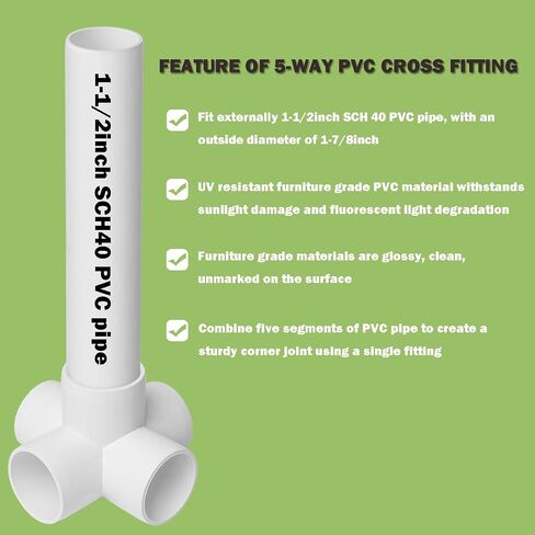 6 قطع من تركيبات بلاستيك PVC 1-1/2 انش 3 اتجاهات، تركيبات الكوع من بلاستيك PVC من الدرجة الاثاث لانابيب PVC مقاس 1-1/2 انش، موصل تركيب انابيب PVC لبناء هياكل من بلاستيك PVC ومرفقات الحديقة والكلاب in Kuwait