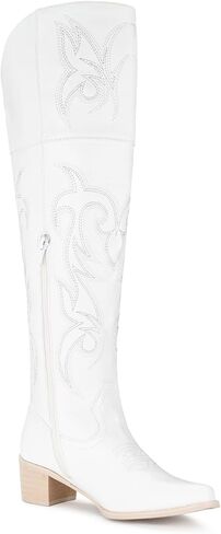 IUV أحذية رعاة البقر عالية الركبة للنساء، فوق الركبة أحذية راعية البقر الغربية الفخذ عالية أحذية راعية البقر طويل القامة in Kuwait