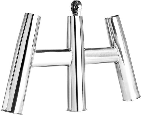 NovelBee 3 Tube Fishing Rod Holders,Polished Stainless Steel Trident Outrigger Stylish Rod Holder,Adjustable Kite Fishing Mount 3-Rod Holder in Saudi Arabia