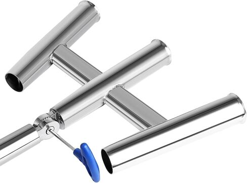NovelBee 3 Tube Fishing Rod Holders,Polished Stainless Steel Trident Outrigger Stylish Rod Holder,Adjustable Kite Fishing Mount 3-Rod Holder in Saudi Arabia