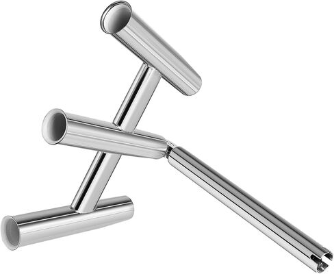 NovelBee 3 Tube Fishing Rod Holders,Polished Stainless Steel Trident Outrigger Stylish Rod Holder,Adjustable Kite Fishing Mount 3-Rod Holder in Saudi Arabia