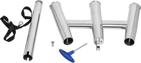 NovelBee 3 Tube Fishing Rod Holders,Polished Stainless Steel Trident Outrigger Stylish Rod Holder,Adjustable Kite Fishing Mount 3-Rod Holder in Saudi Arabia