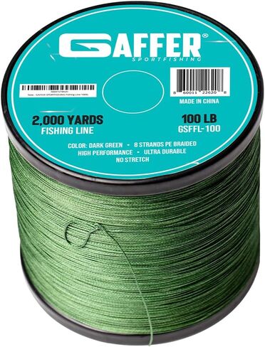 Gaffer Sport Fishing Line, 8 Strands Braid, 100LB Test Line [2000 Yards] - Proprietary Weaving Tech, Thin-Coating - Stronger & Smoother Fishing Line for Freshwater & Saltwater Braided Line in Saudi Arabia