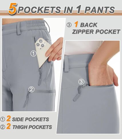 MAGCOMSEN Women's Fleece Lined Snow Ski Pants Waterproof Insulated Winter Hiking Pants Softshell Snowboard Pants in Kuwait